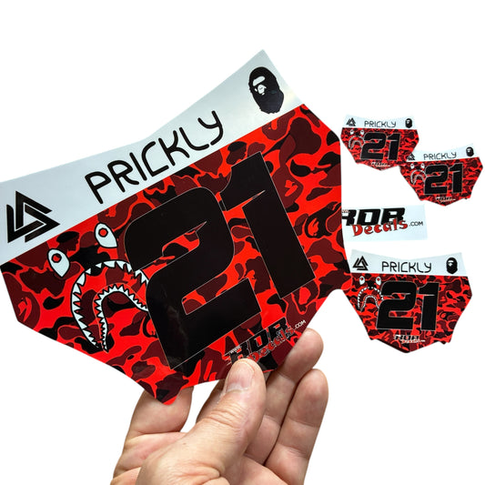 MotoCutz Plate Decal — Red Designer Camo