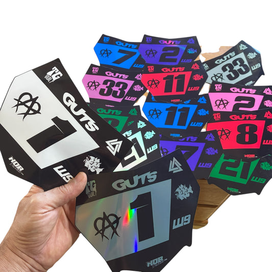 MotoCutz Plate Decal 👉 Choose Number & Color  — 7 Logo Design