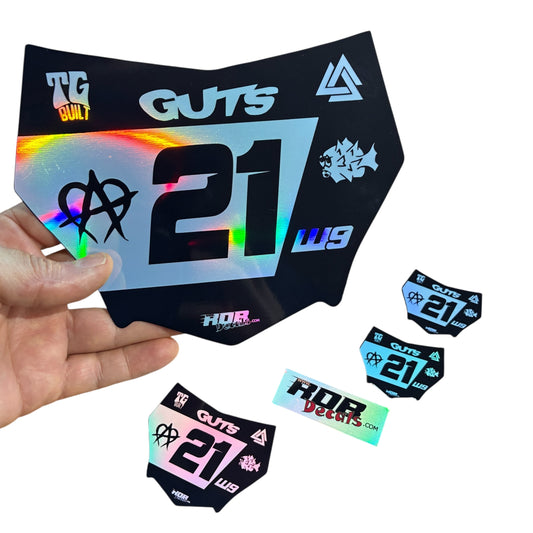 MotoCutz Plate Decal — 7 Logo — Holographic Chrome