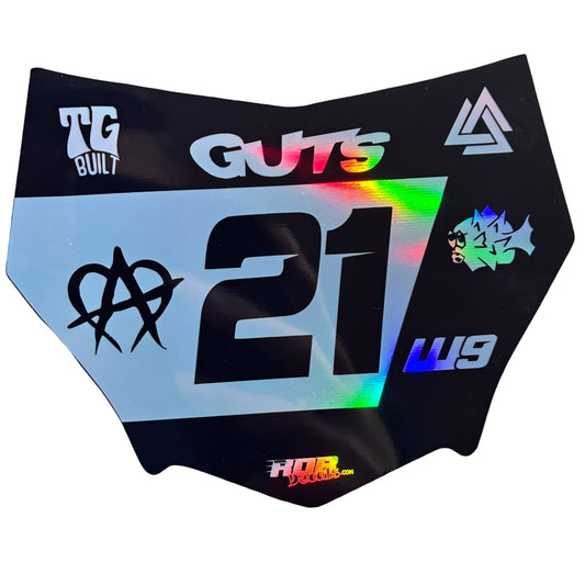 MotoCutz Plate Decal — 7 Logo — Holographic Chrome