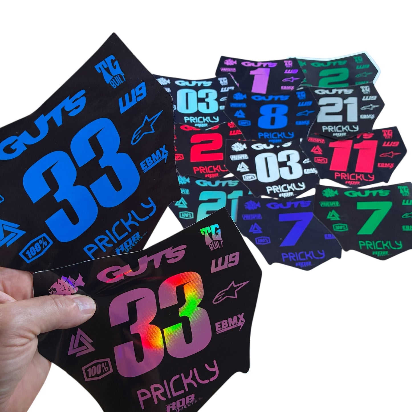 MotoCutz Plate Decal 👉 Choose Number & Color — 11 Logo Design