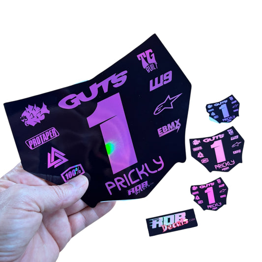MotoCutz Plate Decal — 11 Logo — Pink Holographic Chrome