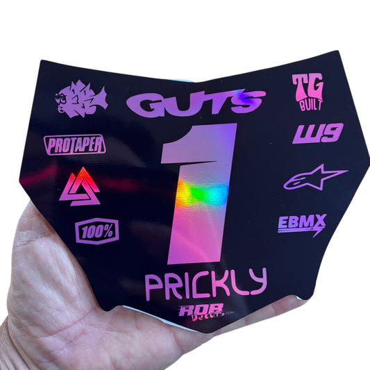 MotoCutz Plate Decal — 11 Logo — Pink Holographic Chrome