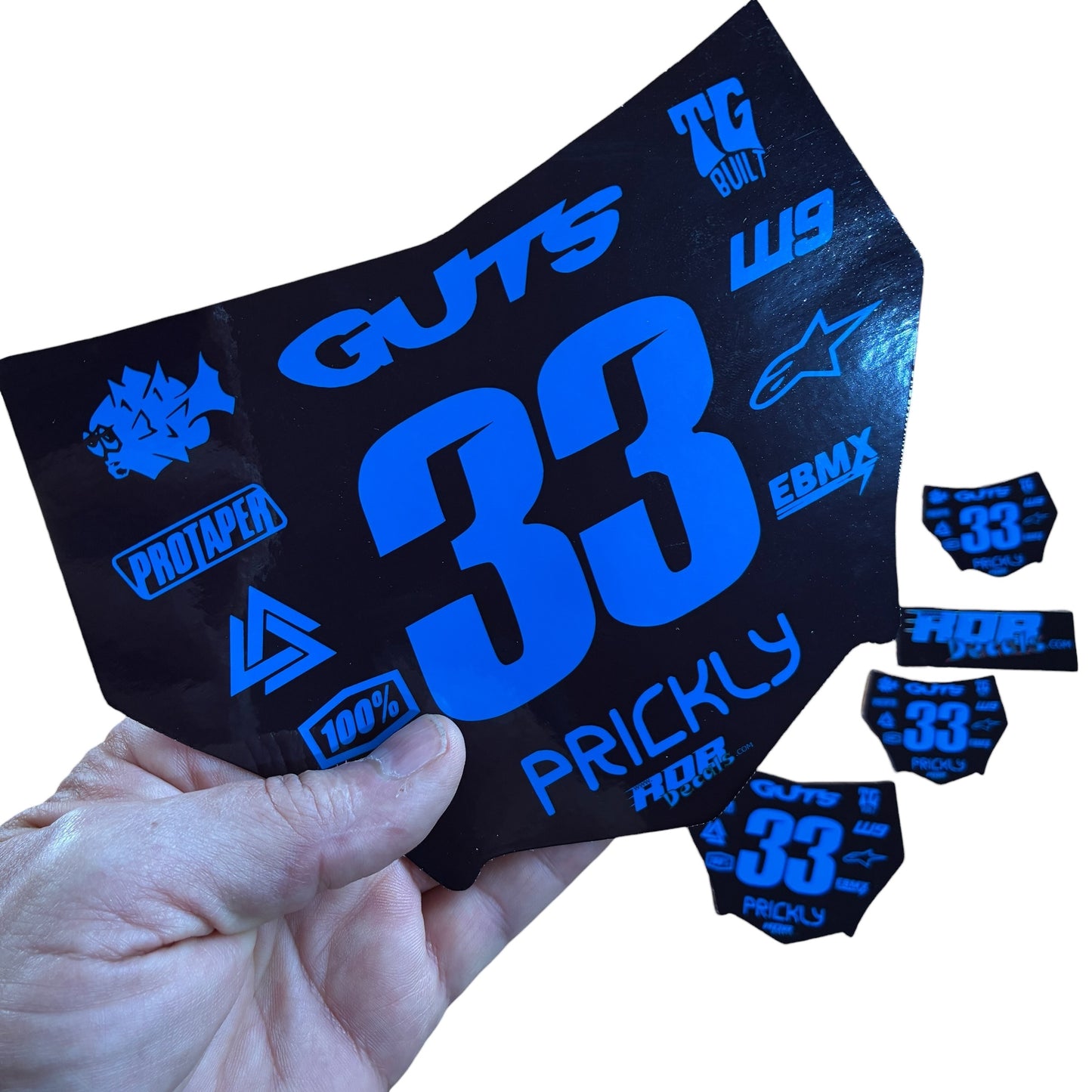 MotoCutz Plate Decal 👉 Choose Number & Color — 11 Logo Design