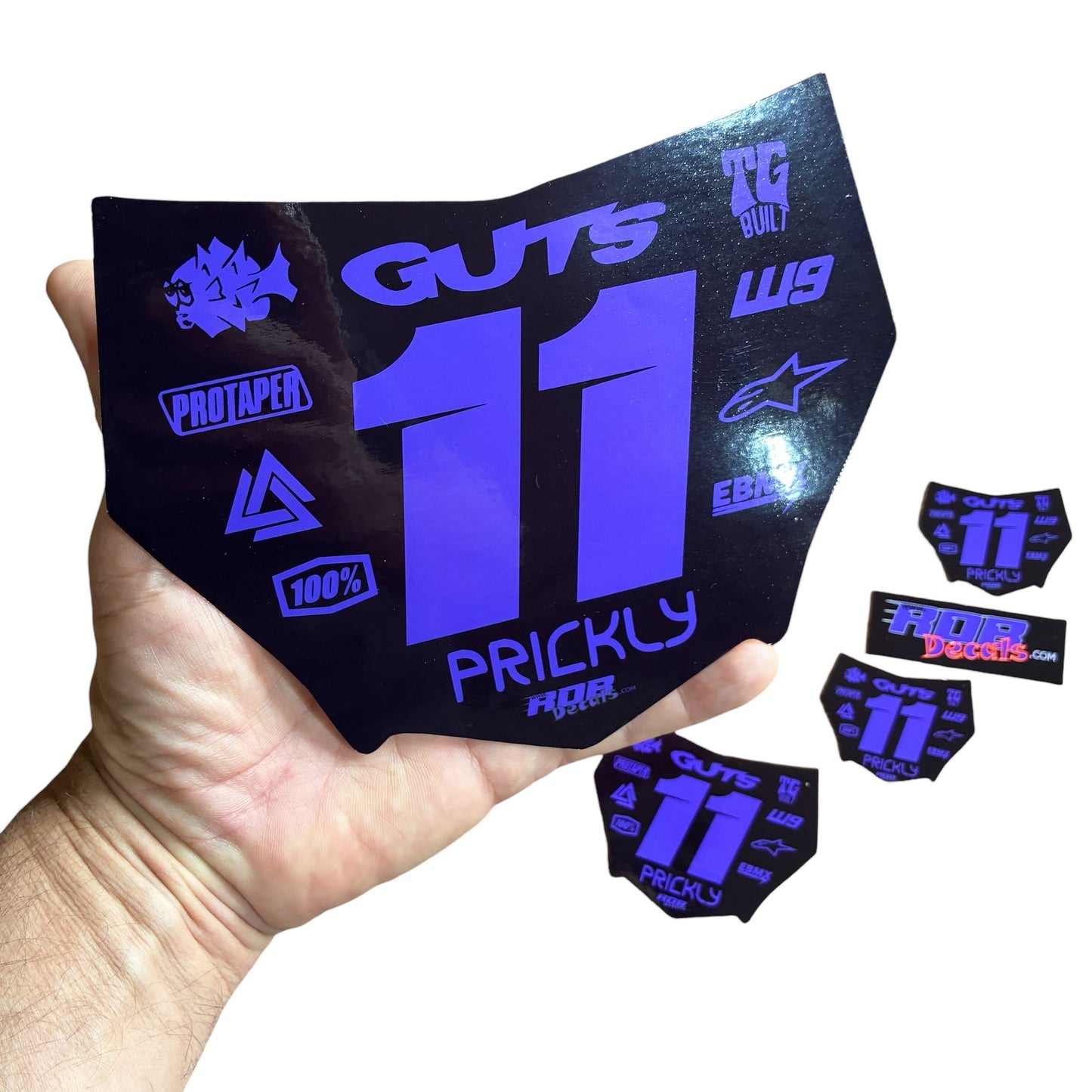 MotoCutz Plate Decal 👉 Choose Number & Color — 11 Logo Design