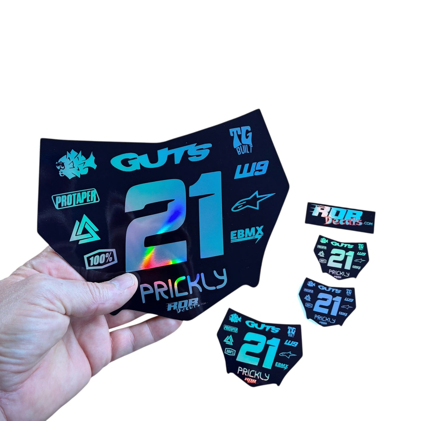 MotoCutz Plate Decal 👉 Choose Number & Color — 11 Logo Design