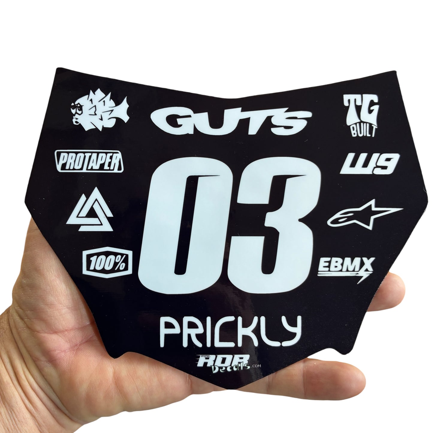 MotoCutz Plate Decal 👉 Choose Number & Color — 11 Logo Design
