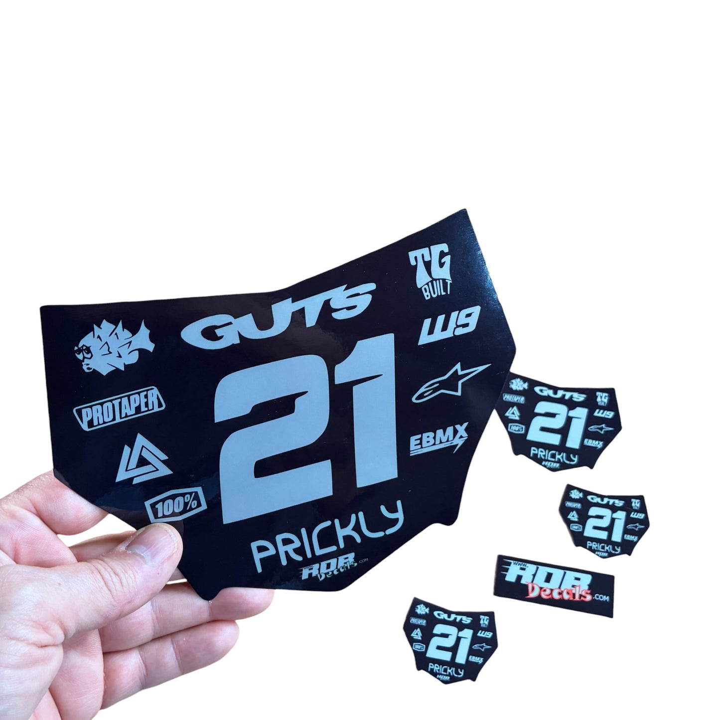 MotoCutz Plate Decal 👉 Choose Number & Color — 11 Logo Design