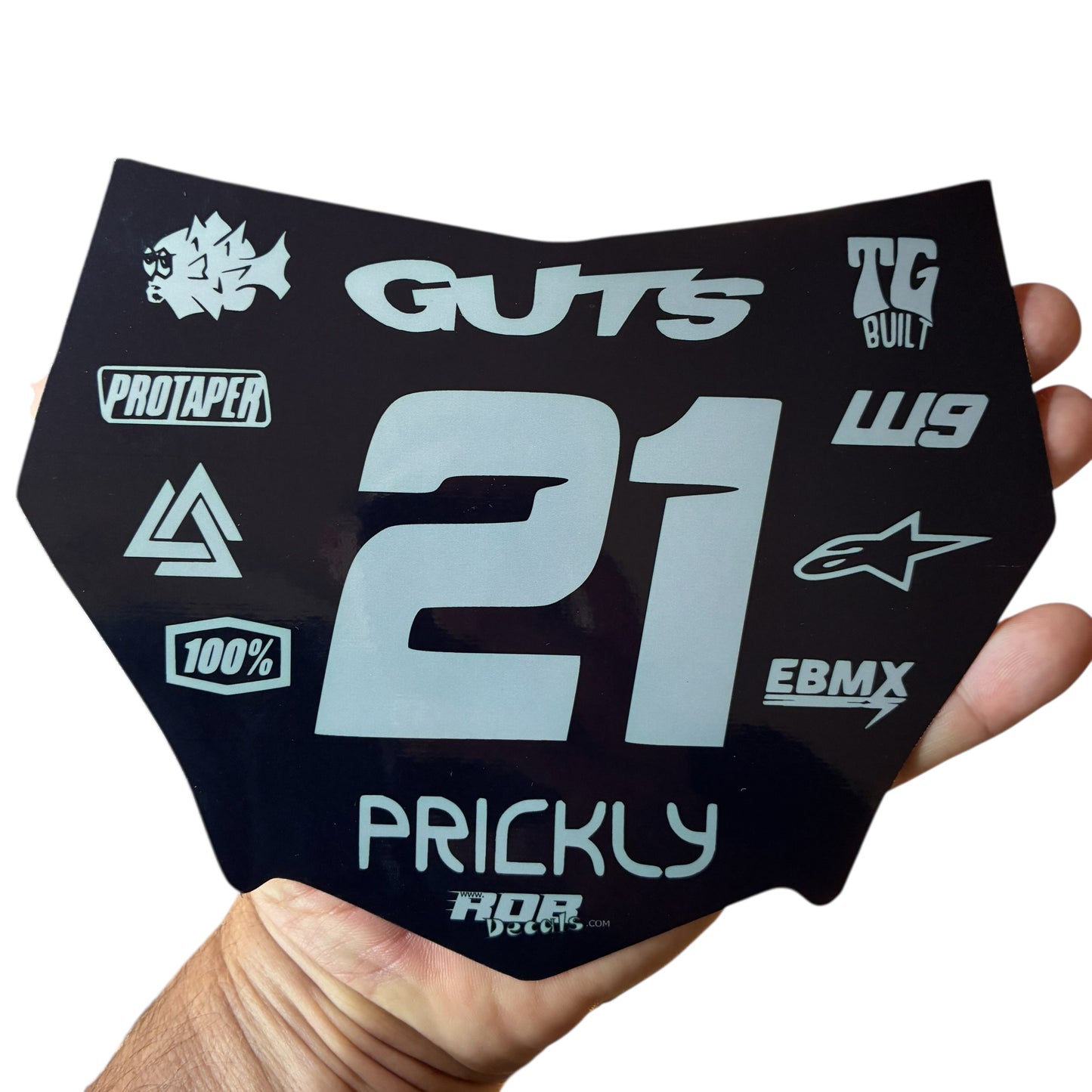 MotoCutz Plate Decal 👉 Choose Number & Color — 11 Logo Design