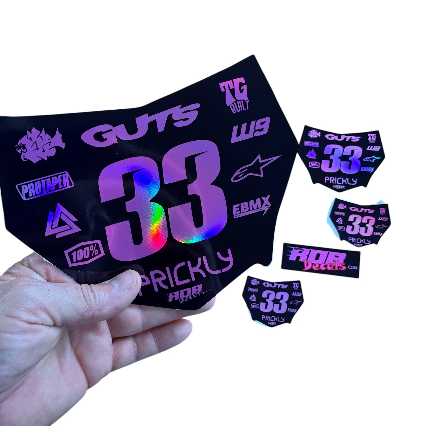 MotoCutz Plate Decal 👉 Choose Number & Color — 11 Logo Design