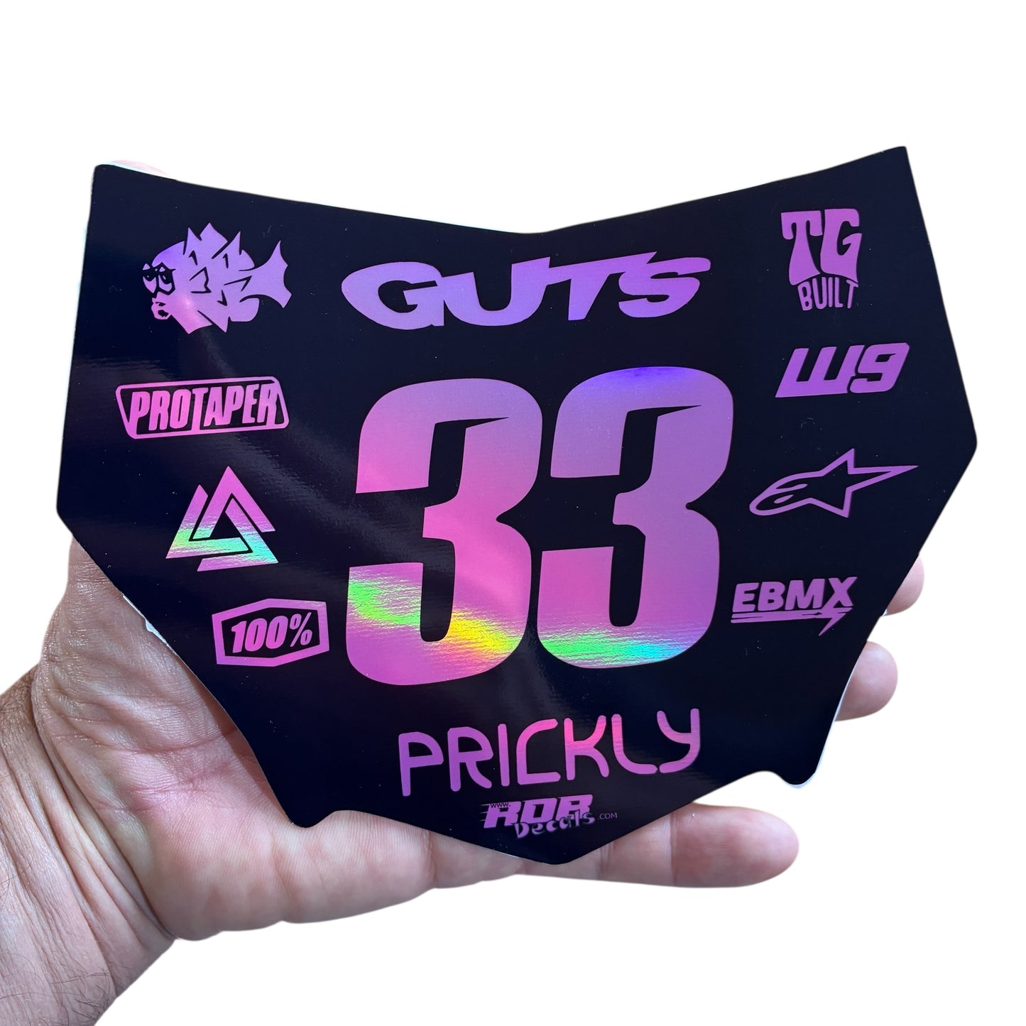 MotoCutz Plate Decal 👉 Choose Number & Color — 11 Logo Design