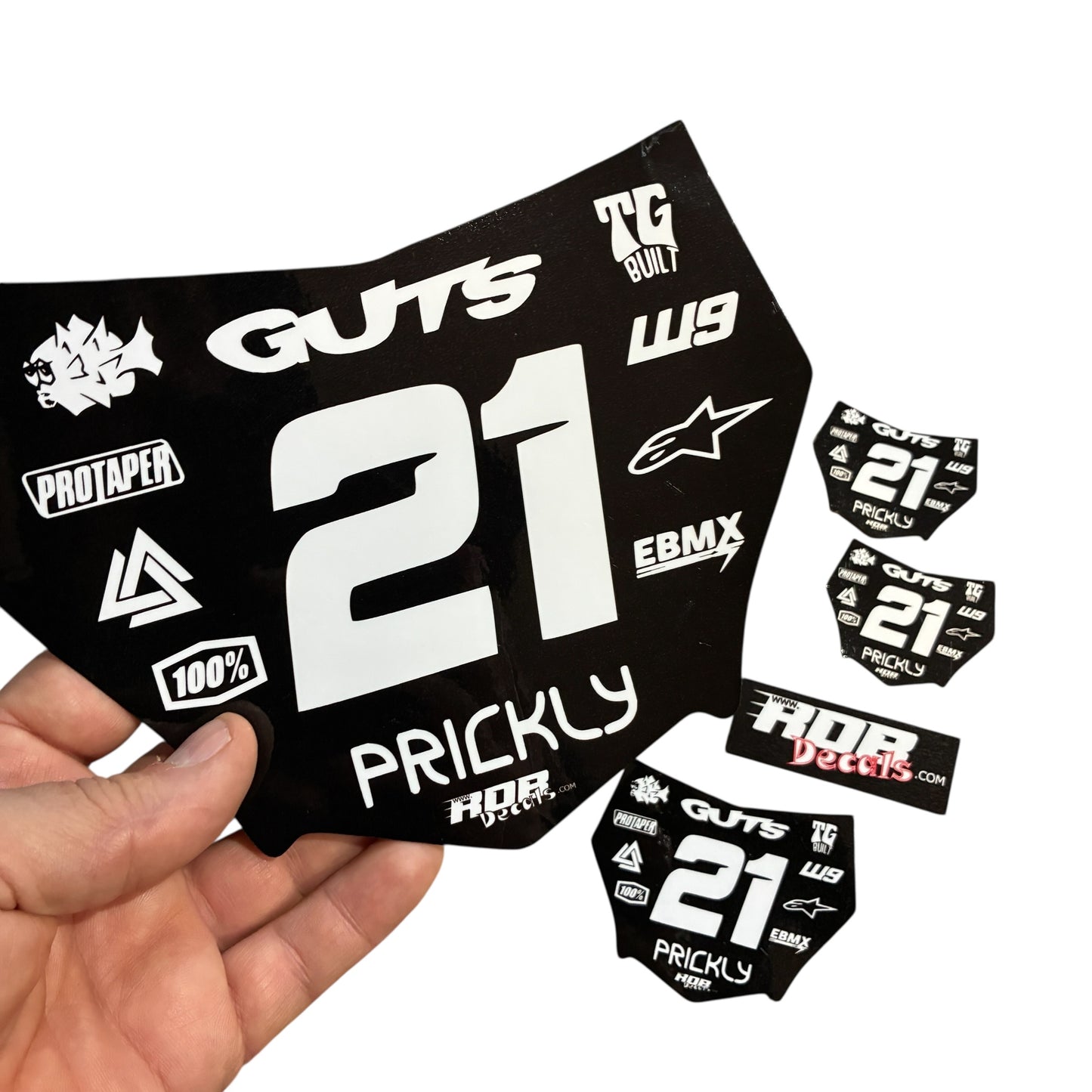 MotoCutz Plate Decal 👉 Choose Number & Color — 11 Logo Design