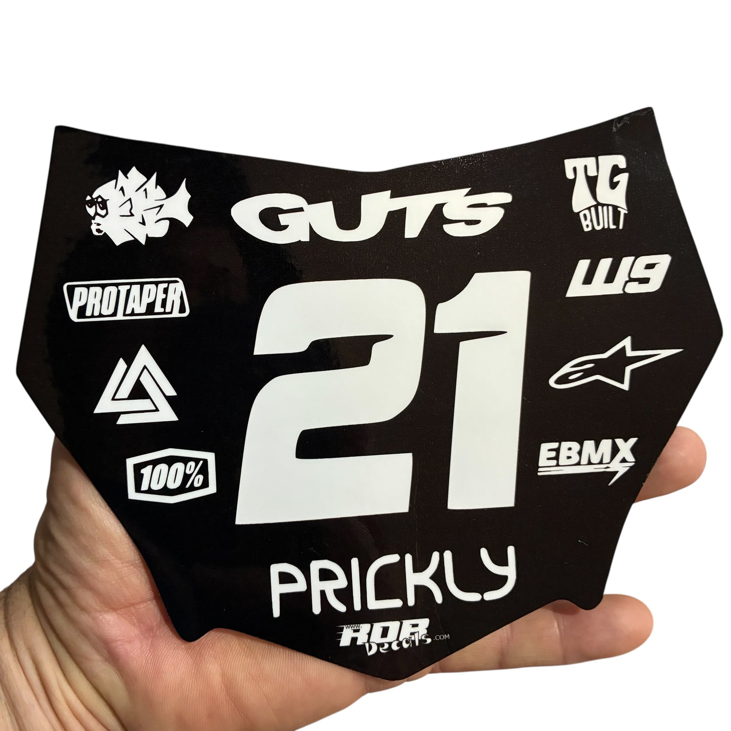 MotoCutz Plate Decal 👉 Choose Number & Color — 11 Logo Design