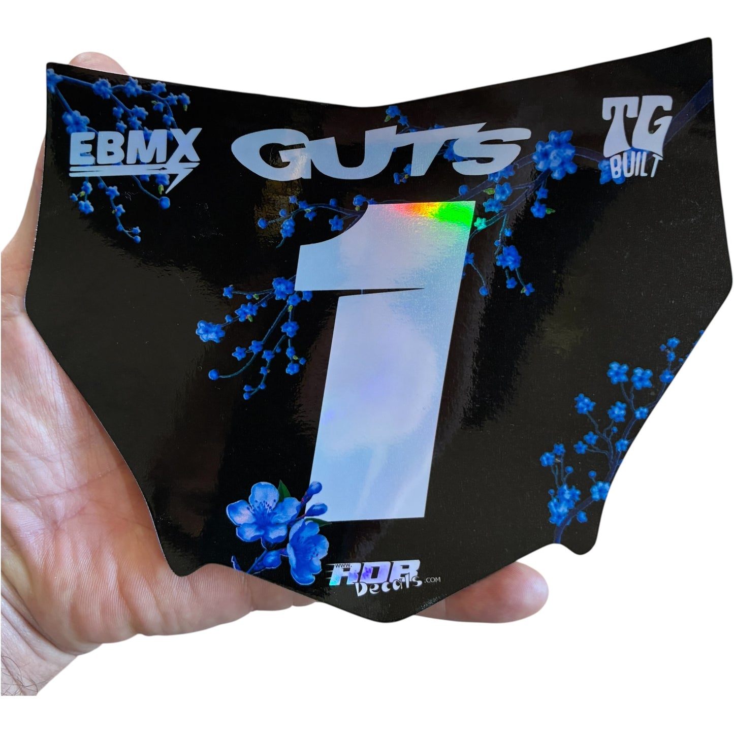 MotoCutz Plate Decals — Blue Cherry Blossom