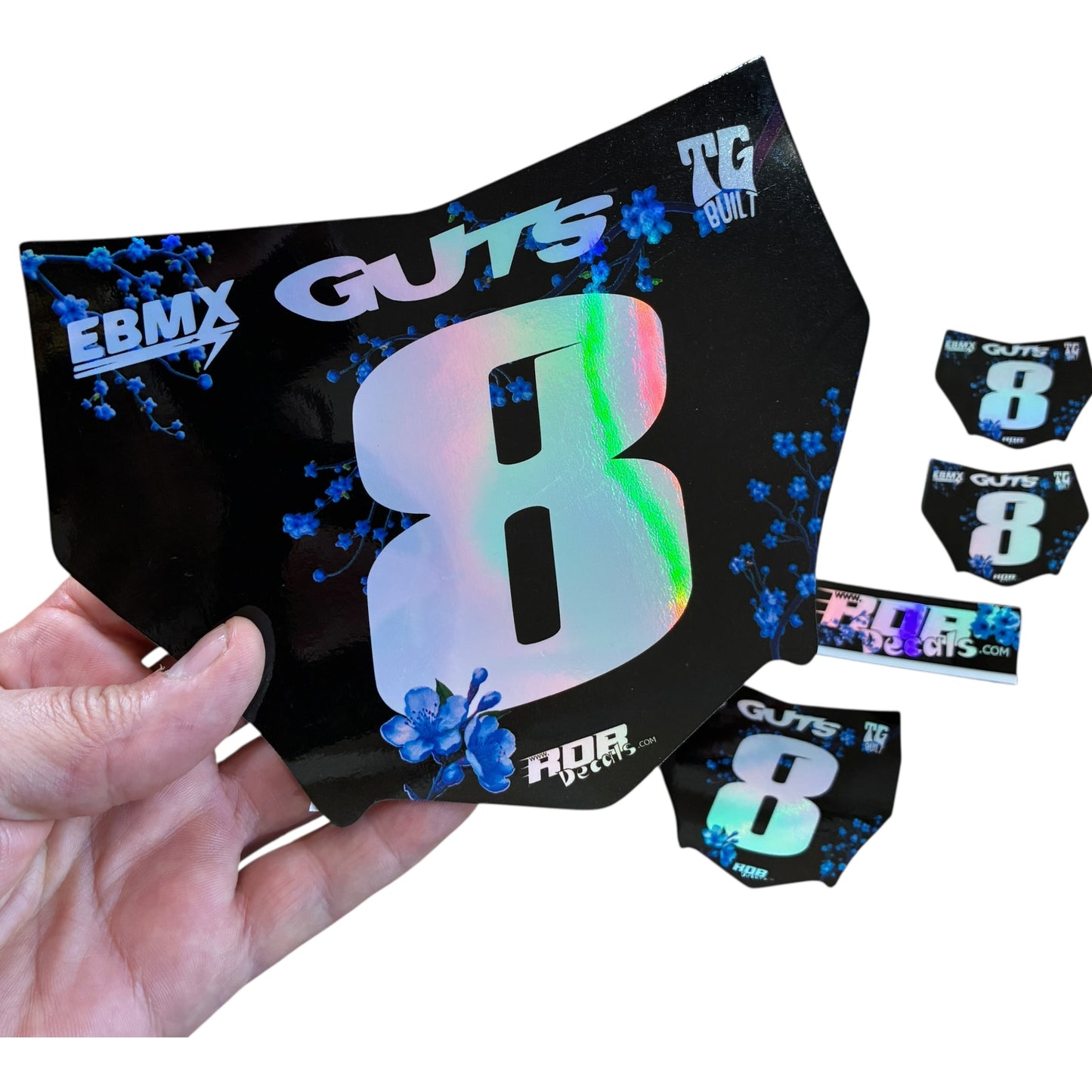 MotoCutz Plate Decals — Blue Cherry Blossom