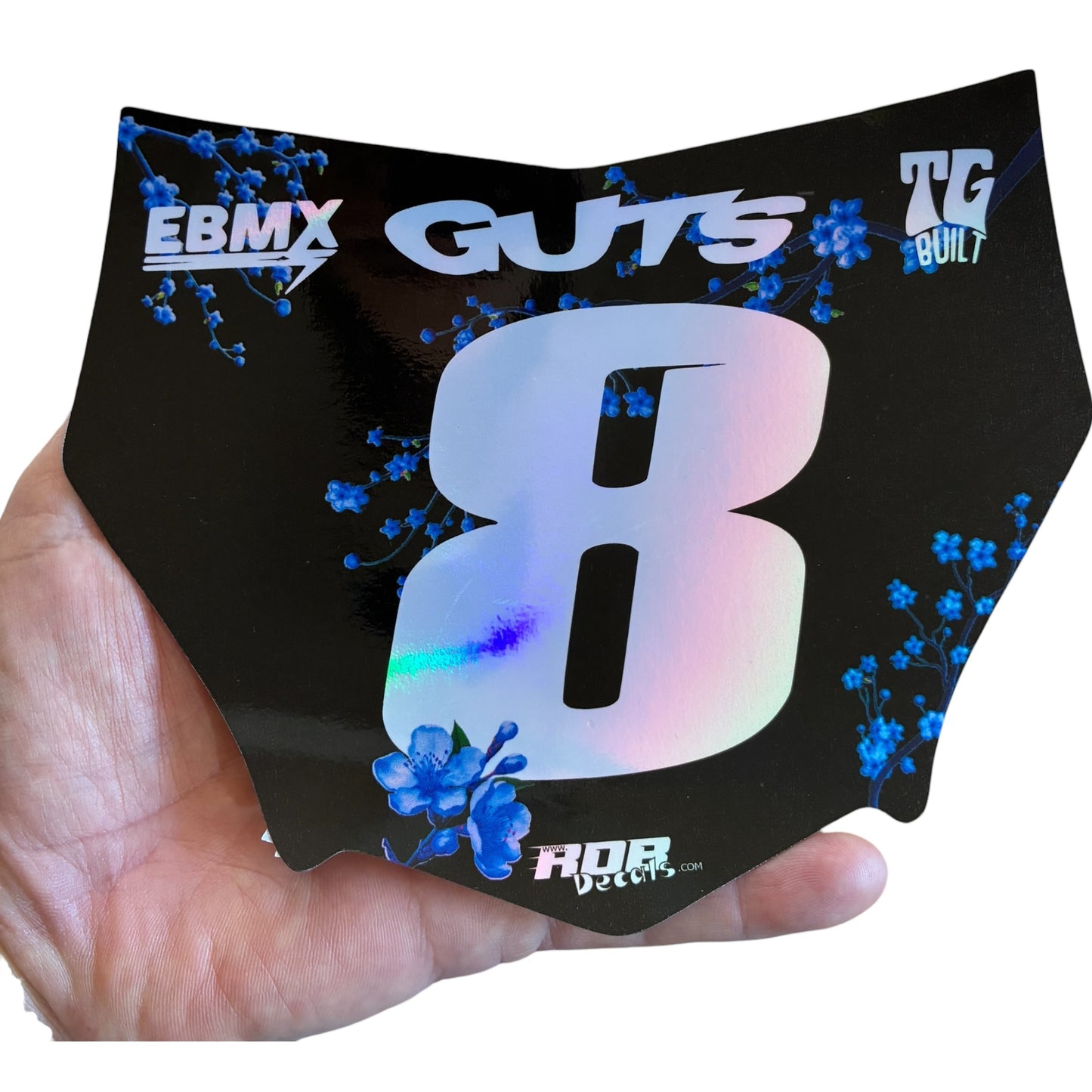MotoCutz Plate Decals — Blue Cherry Blossom