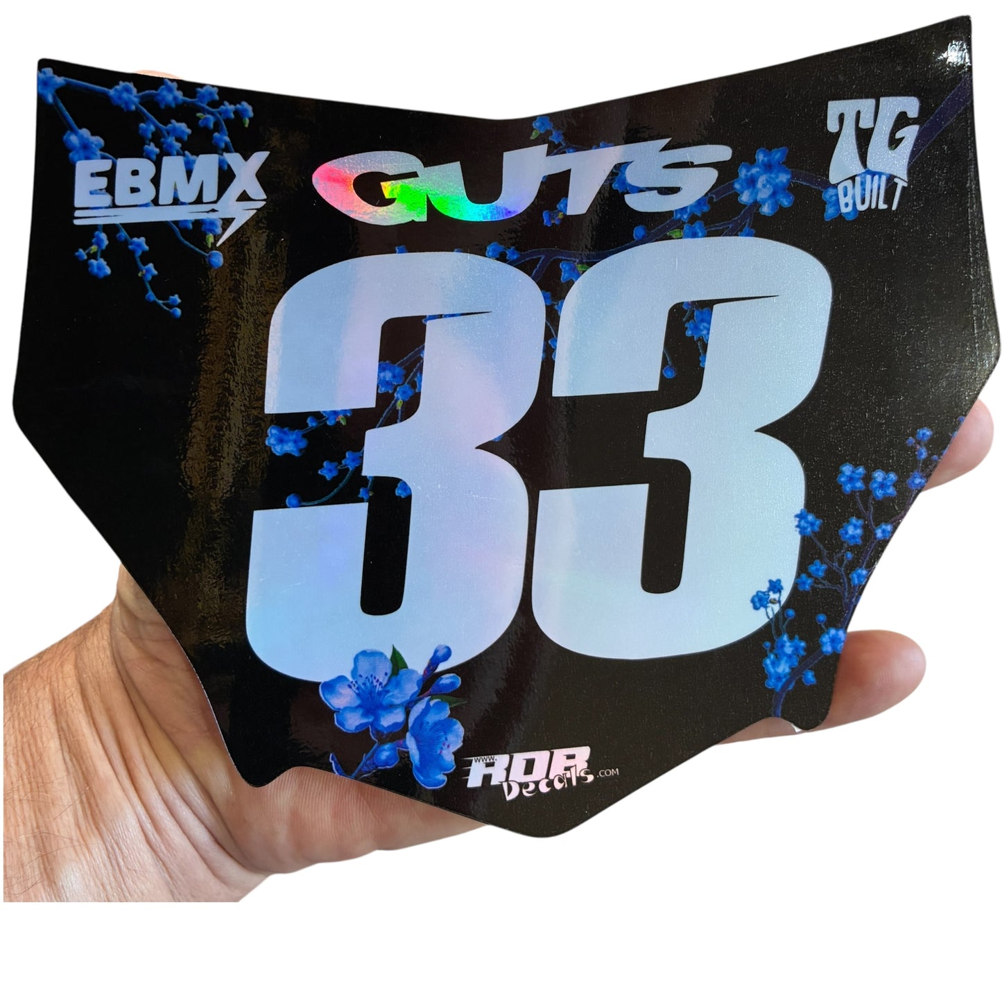 MotoCutz Plate Decals — Blue Cherry Blossom