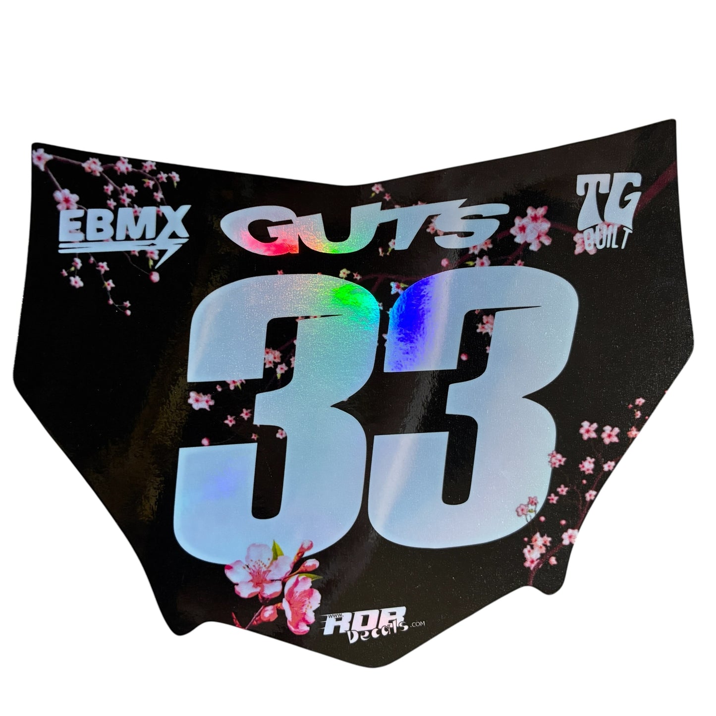 MotoCutz Plate Decal — Pink Cherry Blossom (Holograph Chrome)