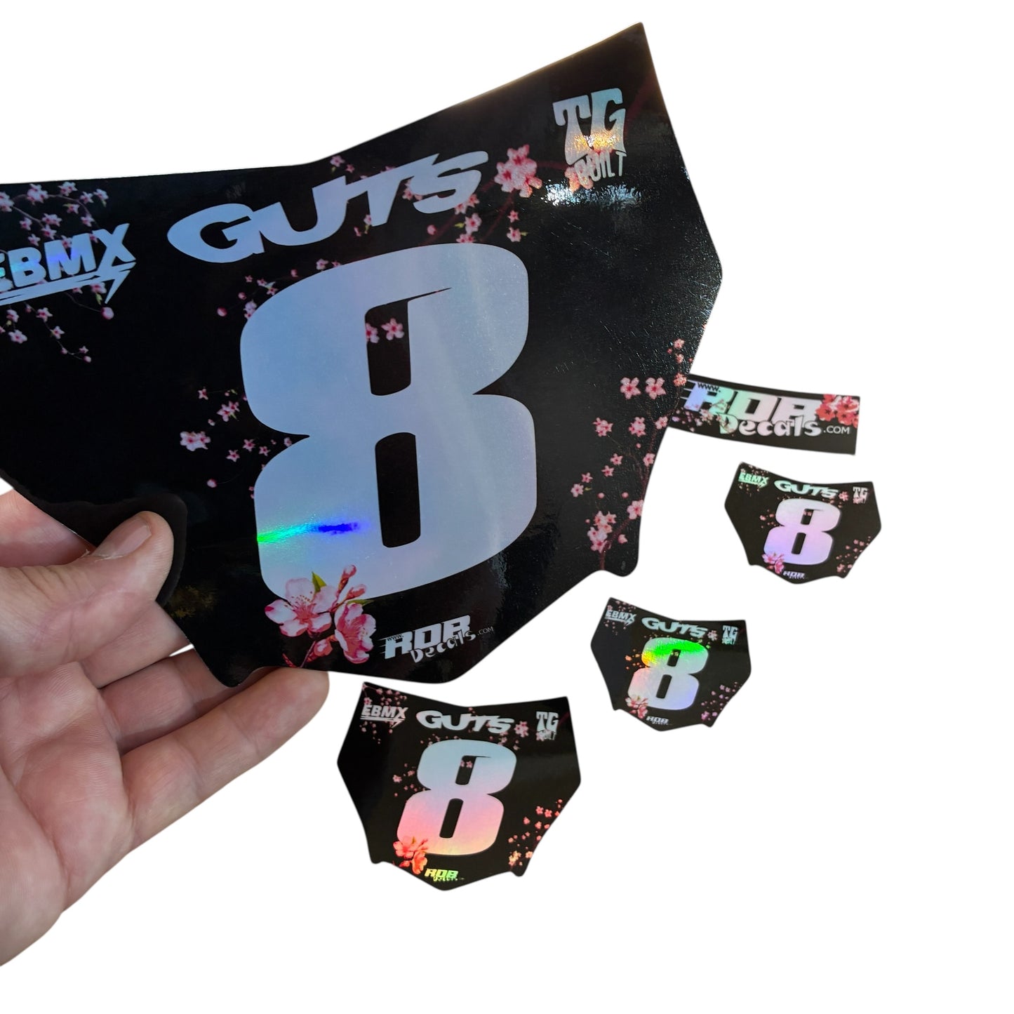 MotoCutz Plate Decal — Pink Cherry Blossom (Holograph Chrome)