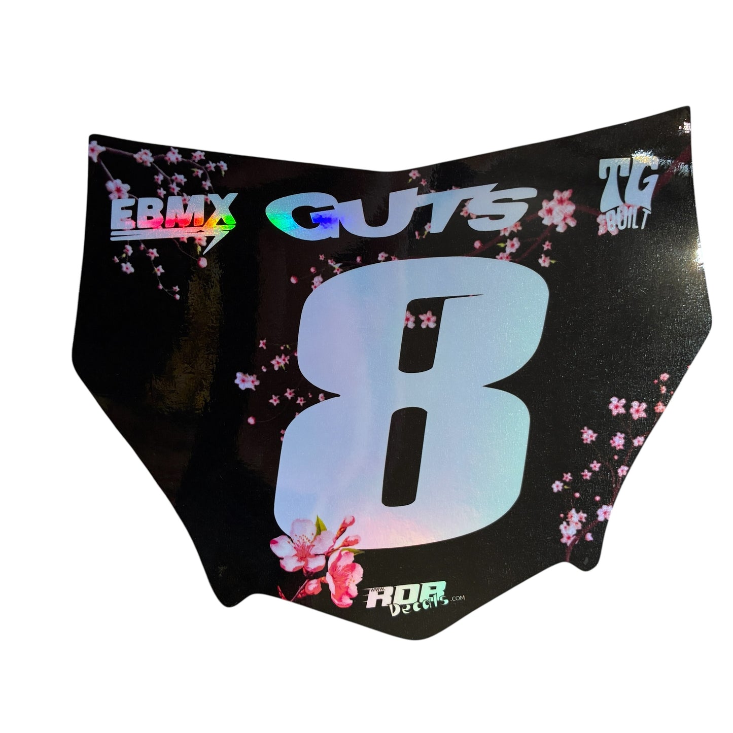 MotoCutz Plate Decal — Pink Cherry Blossom (Holograph Chrome)