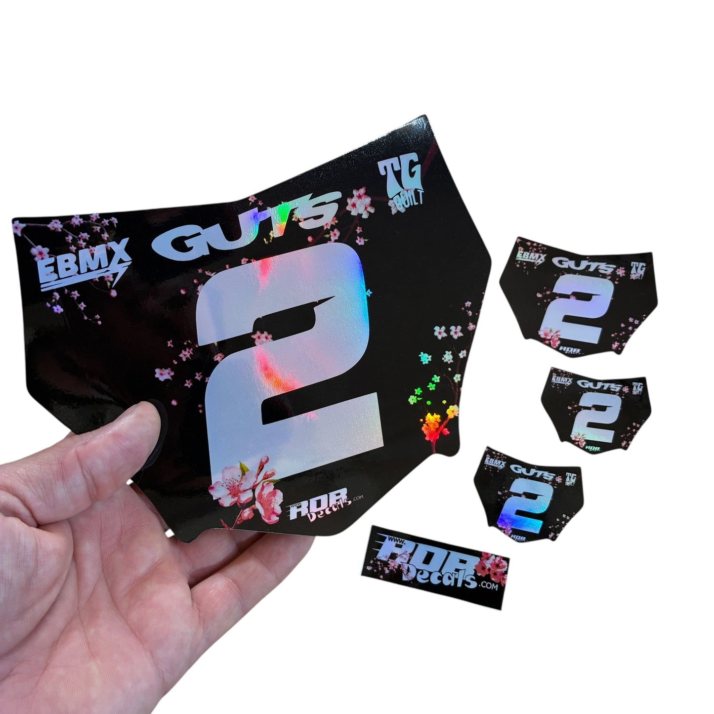 MotoCutz Plate Decal — Pink Cherry Blossom (Holograph Chrome)