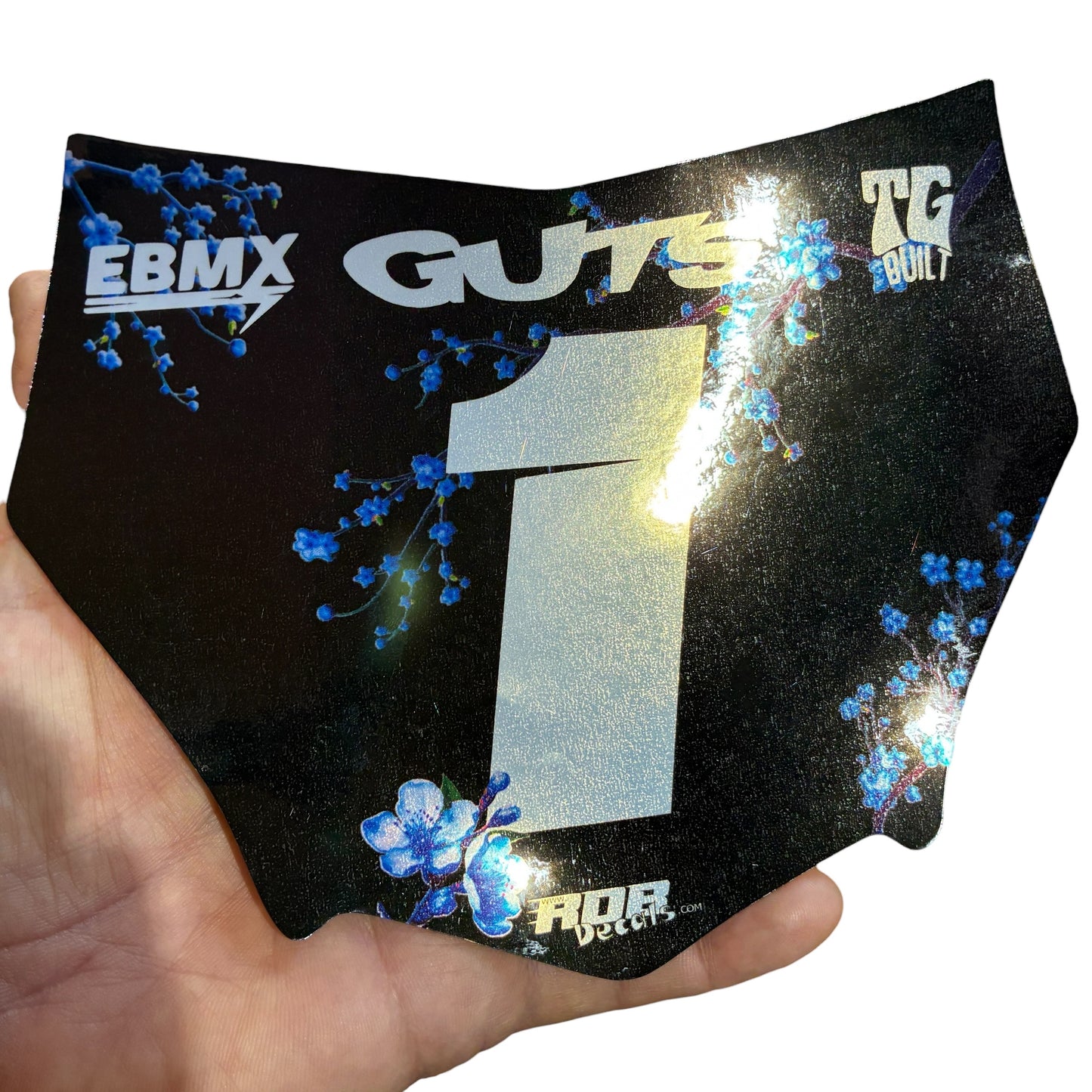 MotoCutz Plate Decals — Blue Cherry Blossom