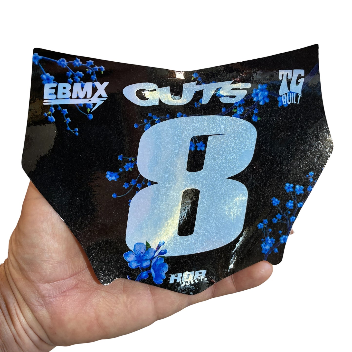 MotoCutz Plate Decals — Blue Cherry Blossom