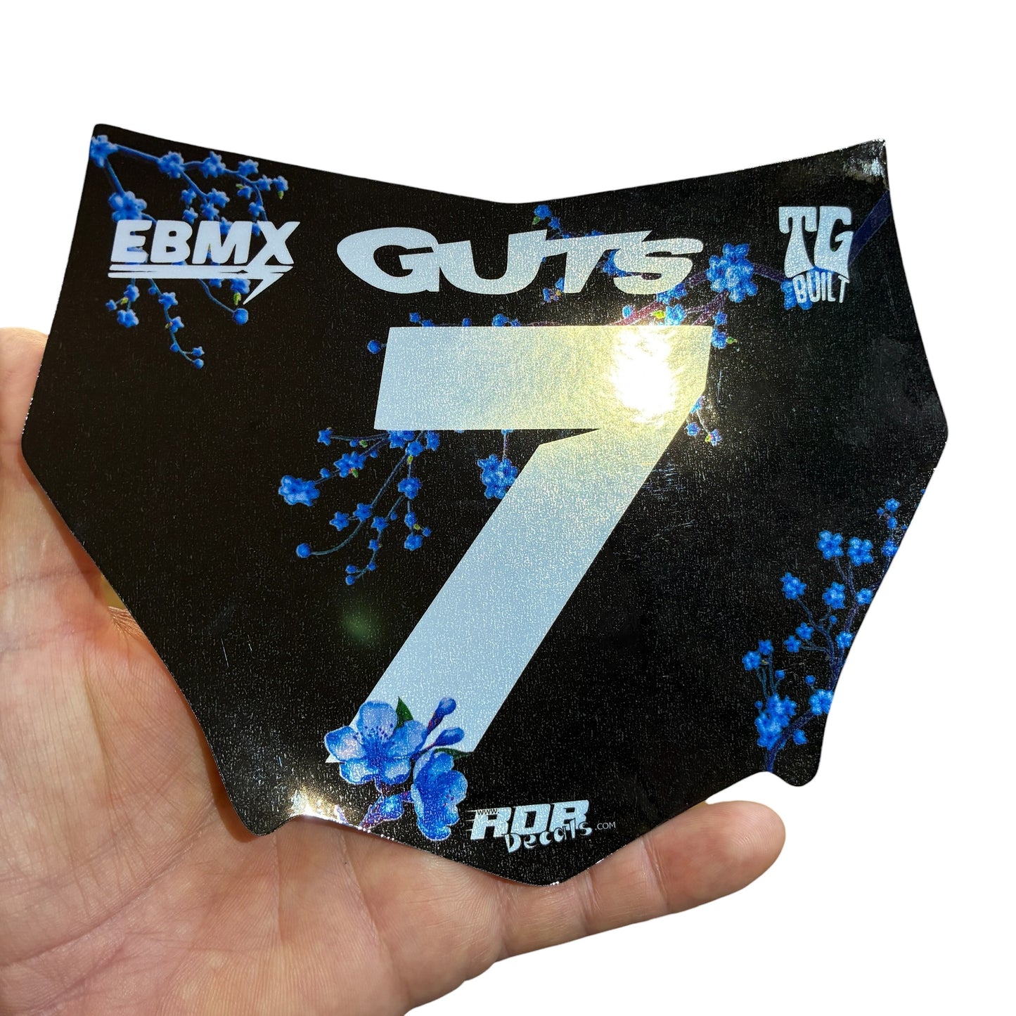 MotoCutz Plate Decals — Blue Cherry Blossom