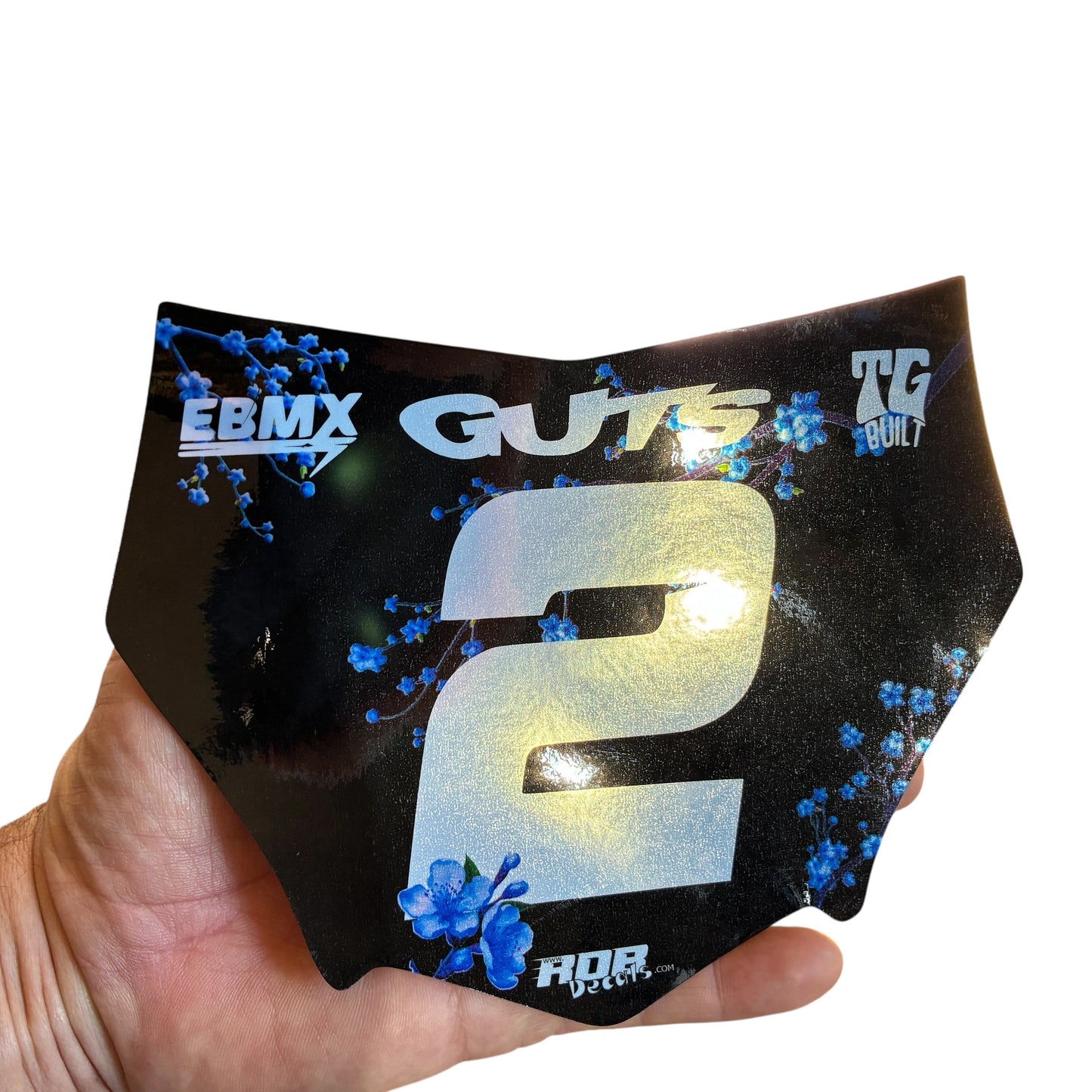 MotoCutz Plate Decals — Blue Cherry Blossom