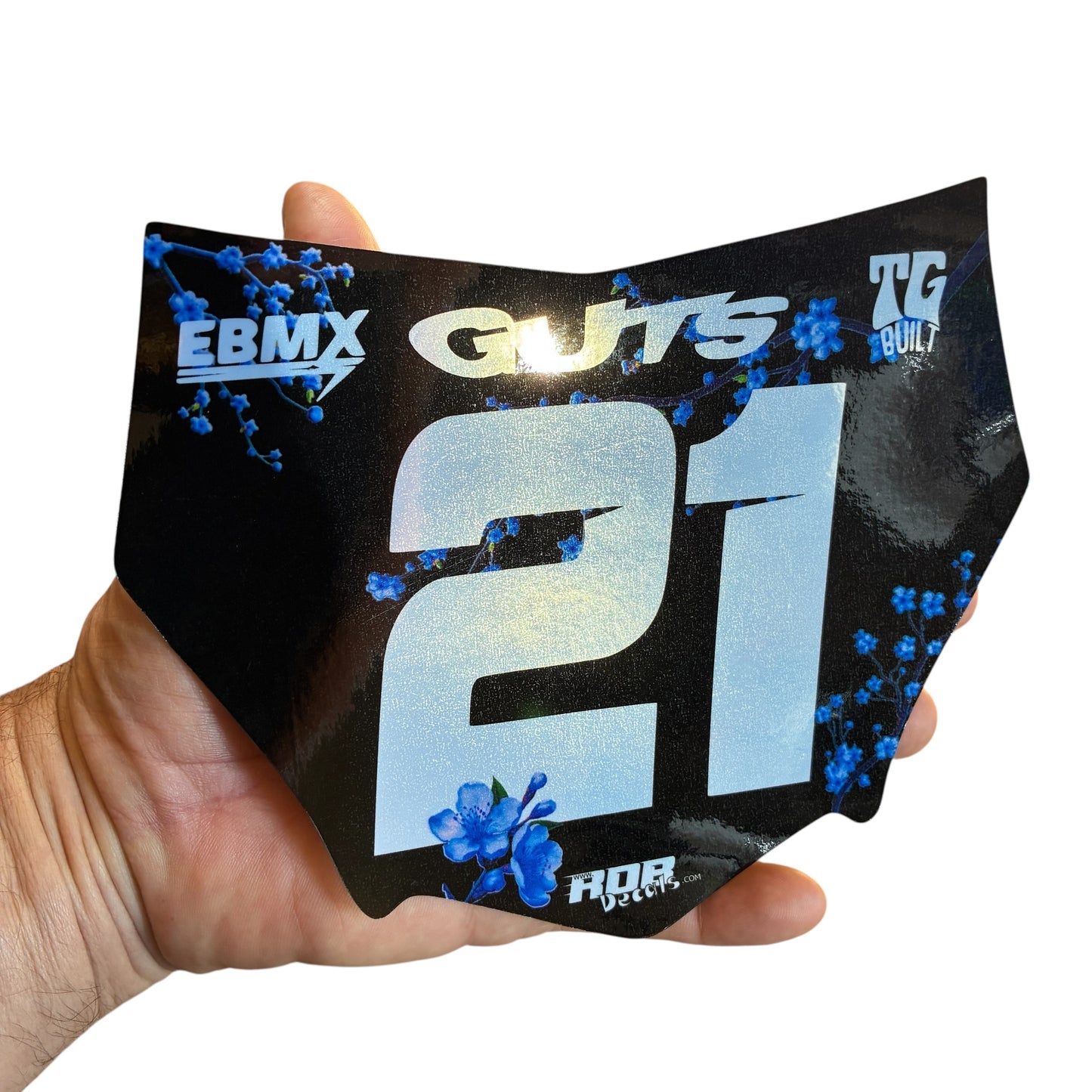 MotoCutz Plate Decals — Blue Cherry Blossom