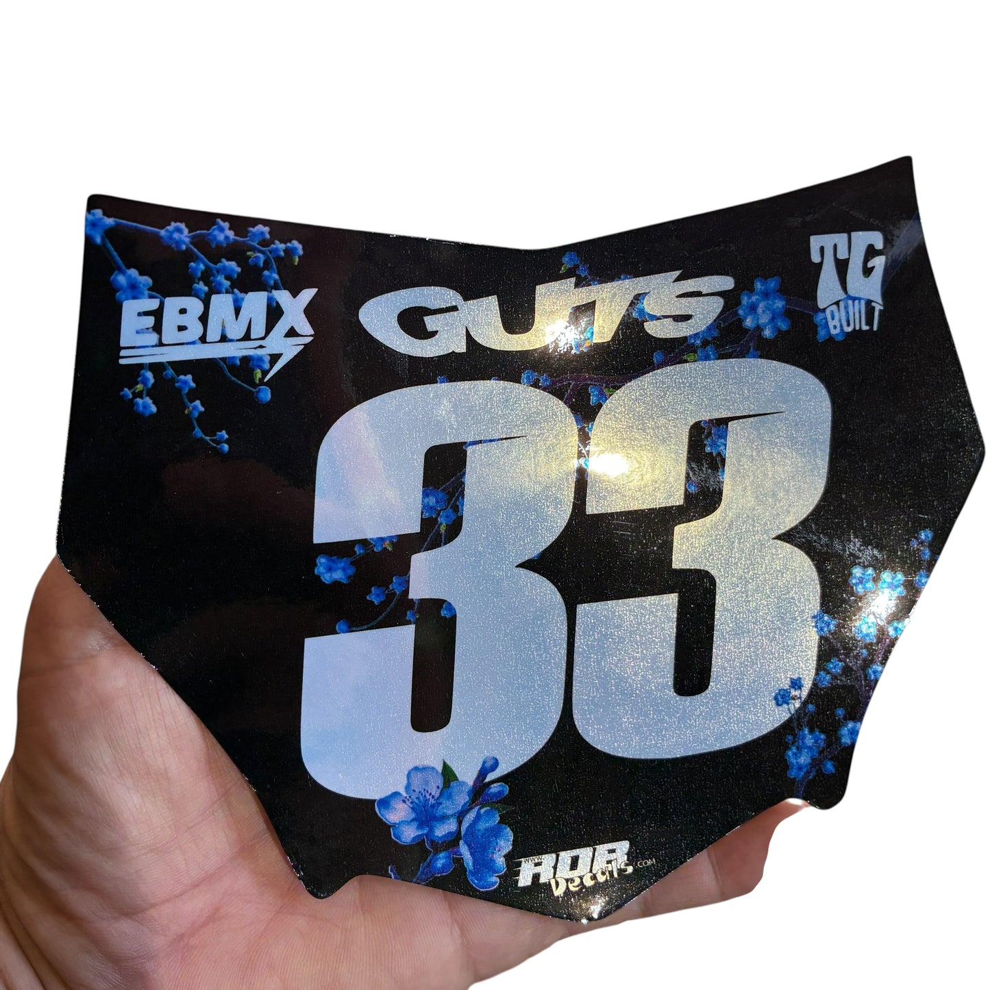 MotoCutz Plate Decals — Blue Cherry Blossom