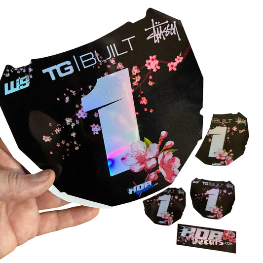 ODI Plate Decal —  Pink Cherry Blossom — Holograph Chrome