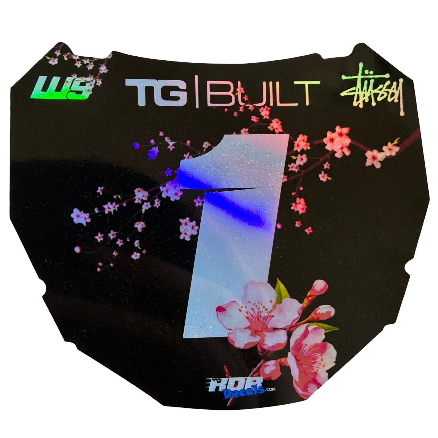 ODI Plate Decal —  Pink Cherry Blossom — Holograph Chrome