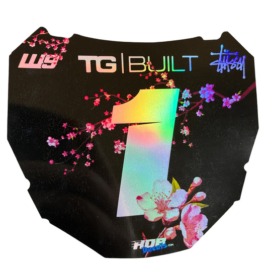 ODI Plate Decal —  Pink Cherry Blossom — Holograph Chrome