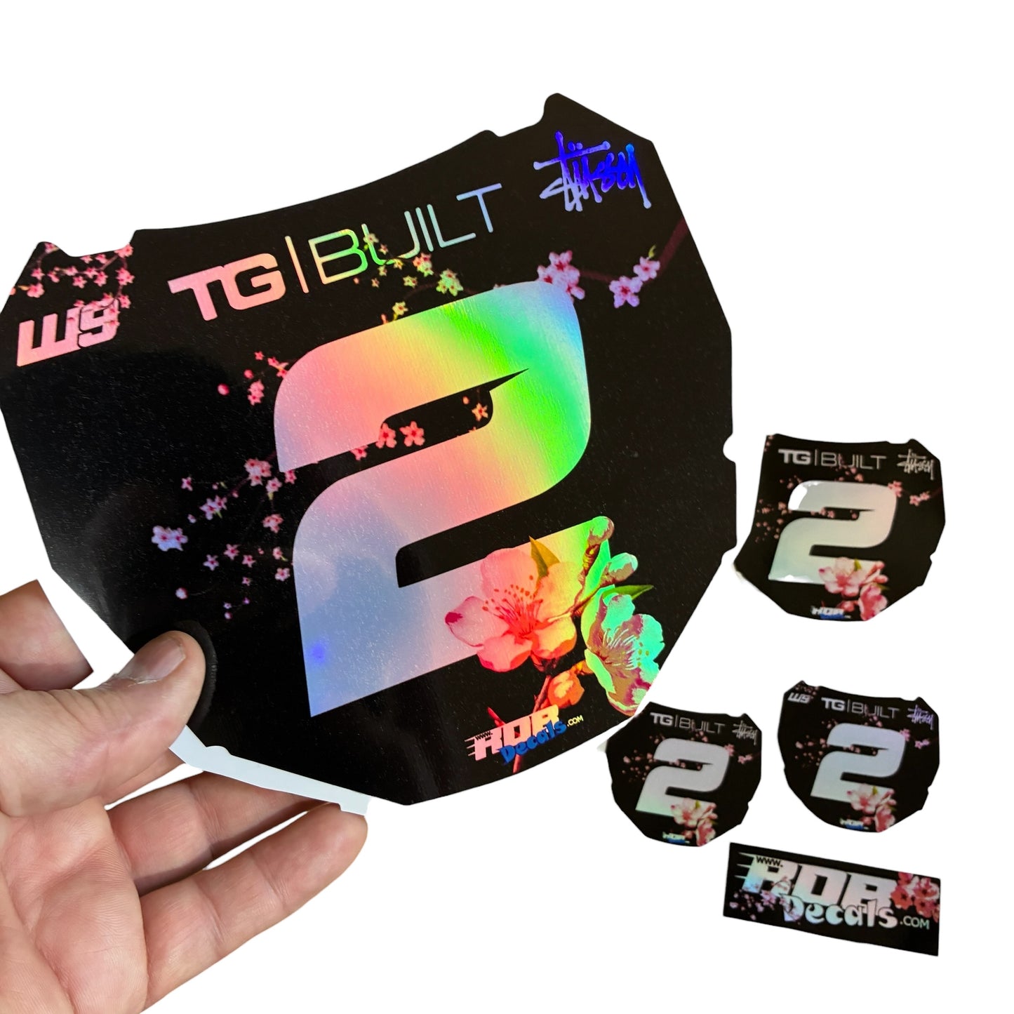 ODI Plate Decal —  Pink Cherry Blossom — Holograph Chrome