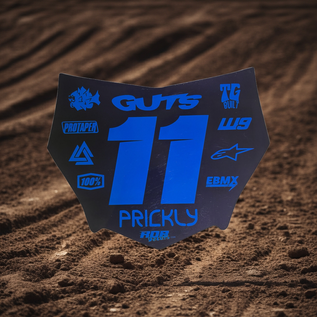 MotoCutz Style Front Number Plate Decal- Metalic Blue - 11 Logo - Talaria/  Surron/ E-Bike- Includes Free Mini Decals